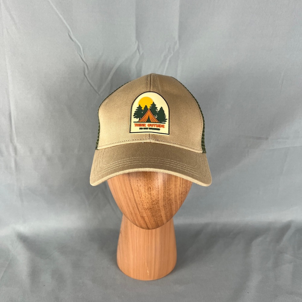 Capture Trucker Hat Mens One Size Tan Olive Green Think Outside Snapback Cap